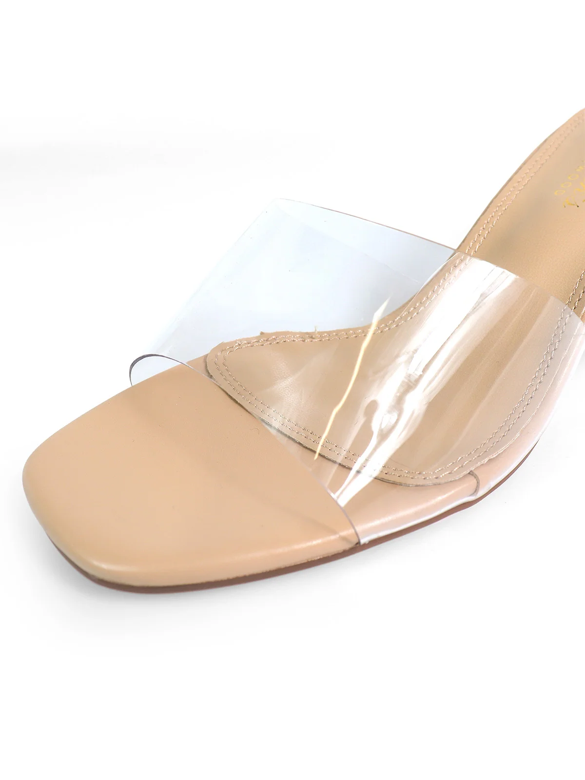 Lora Transparent Mule Wedges in Nude
