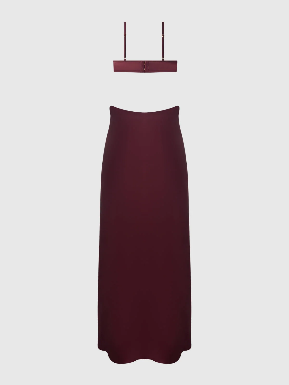 Petra Satin Monowire Cutout Gown in Burgundy