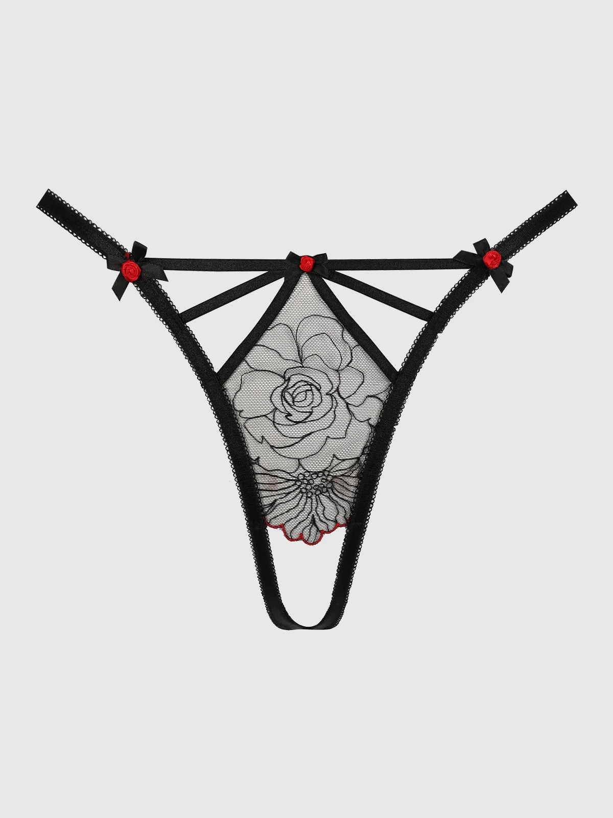 Ilaria Embroidered Tulle Crotchless & Open Back Bikini