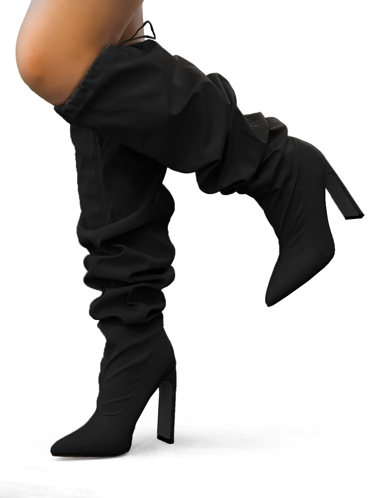 Margaret Over The Knee Boots in Black with Waterproof Finish