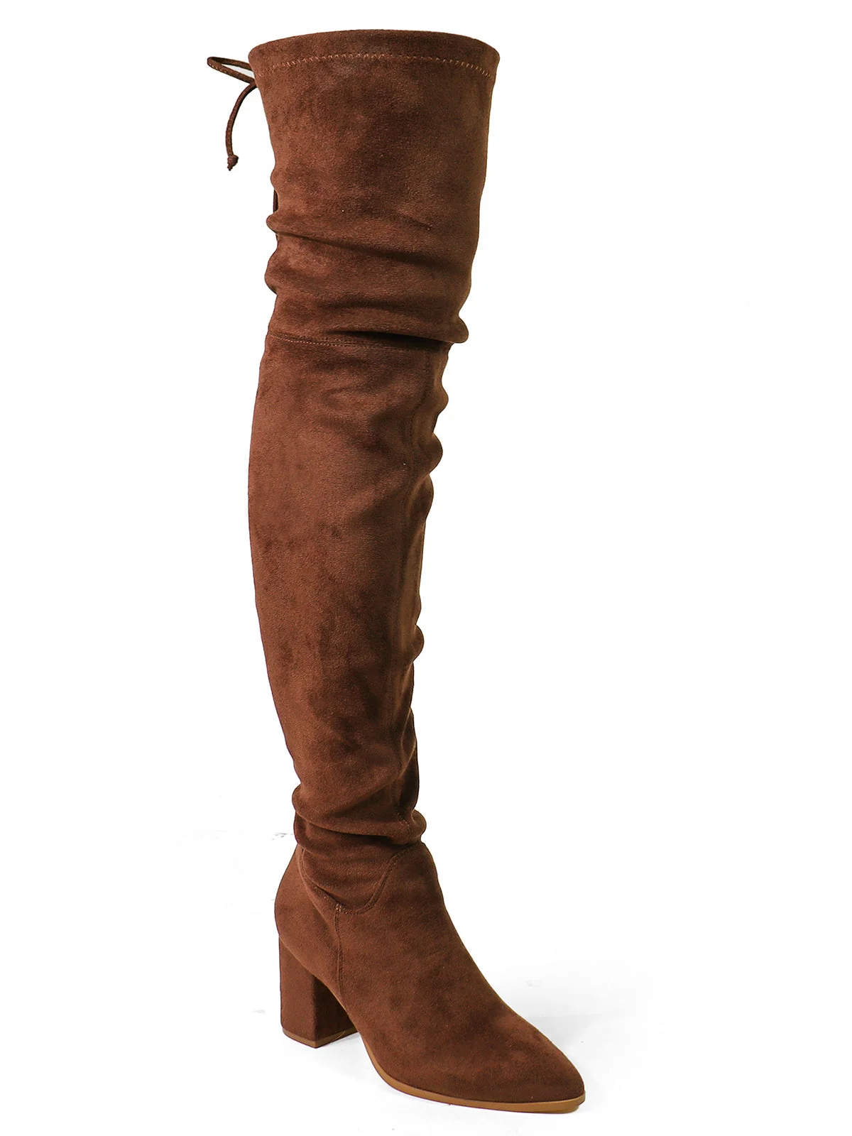Becky Stretchy Thigh High Boots in Brown