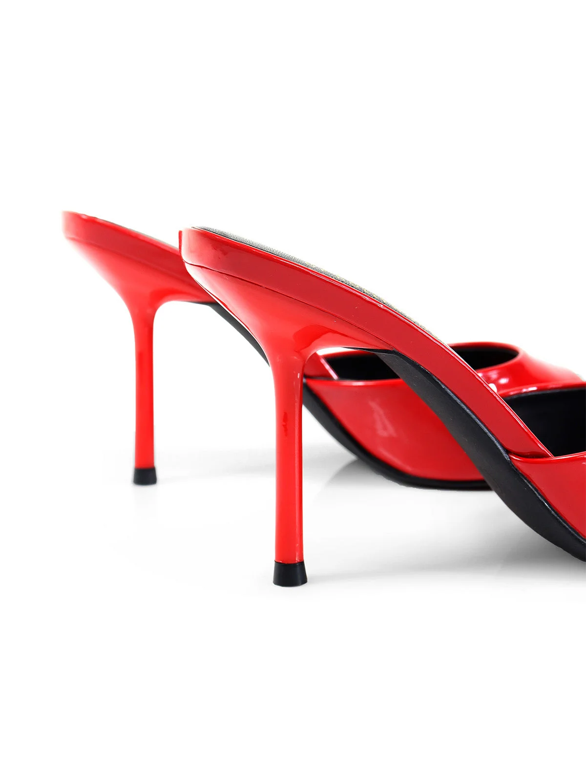 Shanya Peep Toe Mule Heels in Red