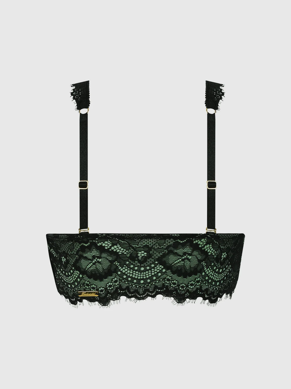 Lexi Lace Strapless Push Up Bra in Regal Mint and Black