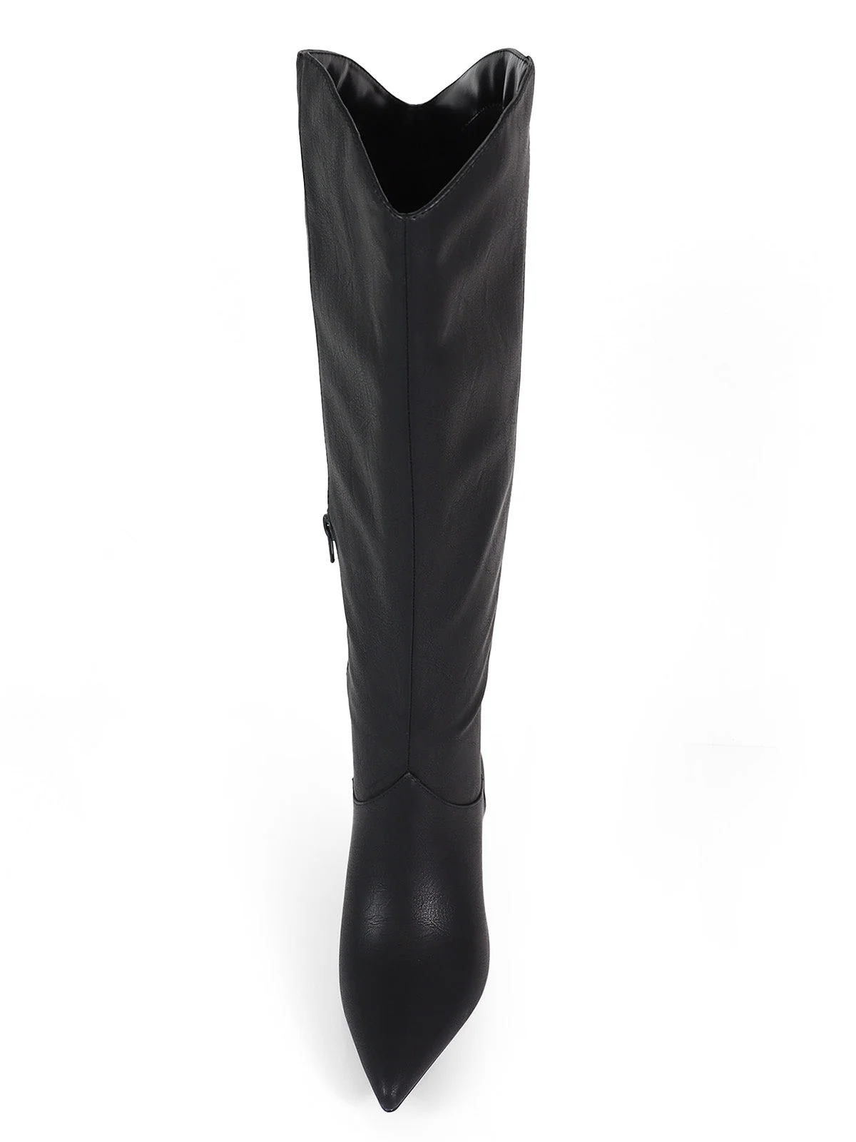 Shirley Cowboy Boots in Black PU with Kitten Heel