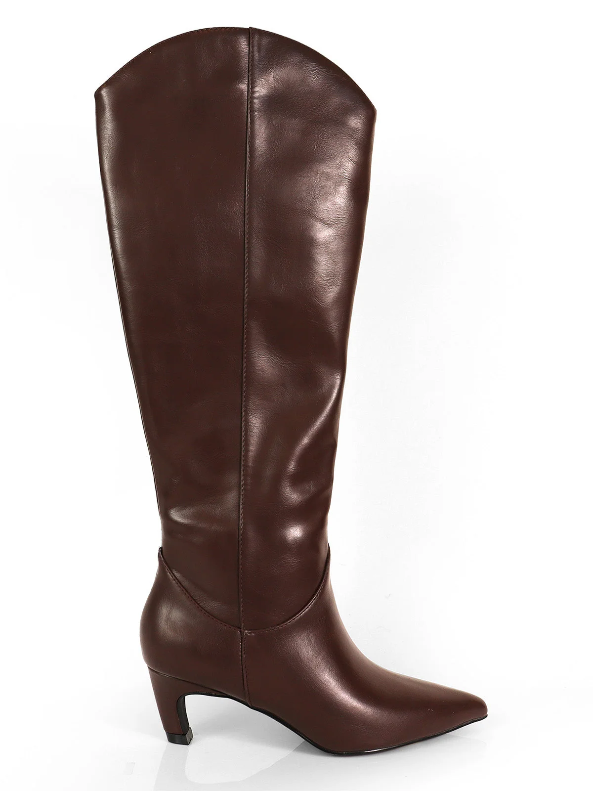 Shirley Cowboy Boots in Chocolate with Kitten Heel