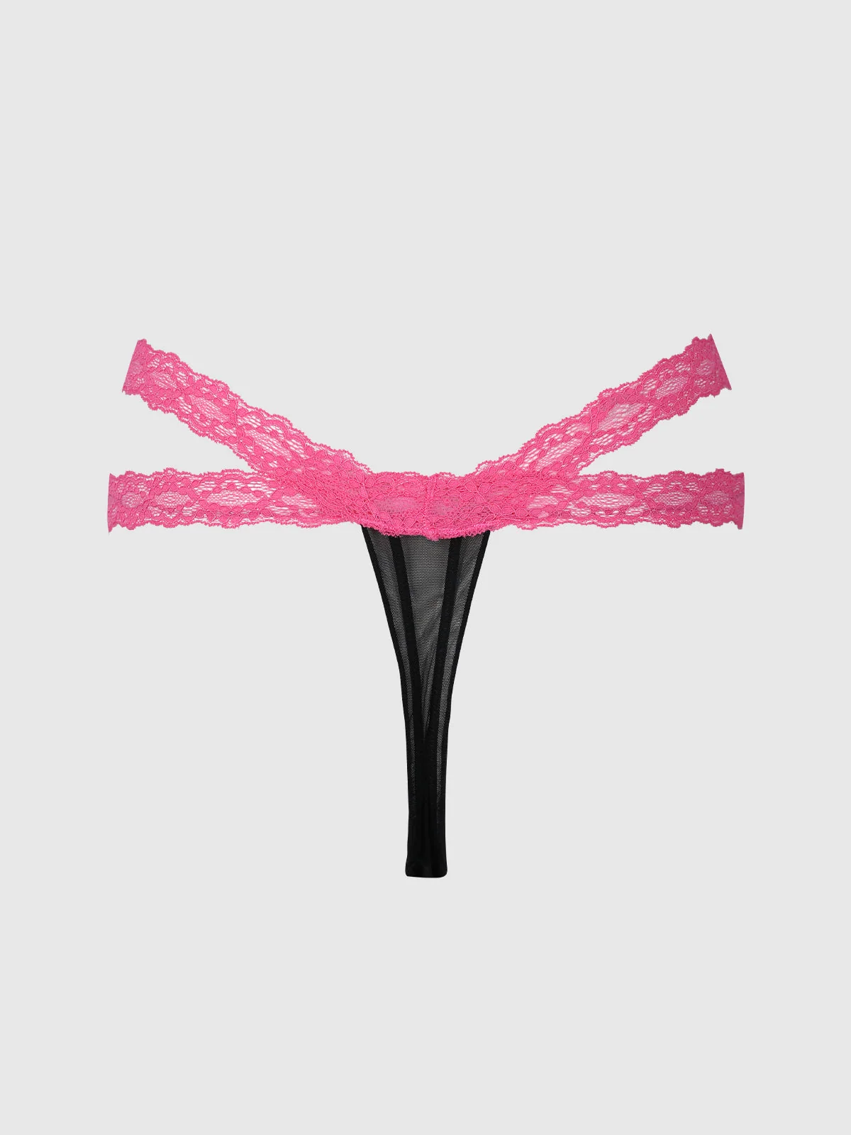 Stella Mesh & Lace Double Band Thong