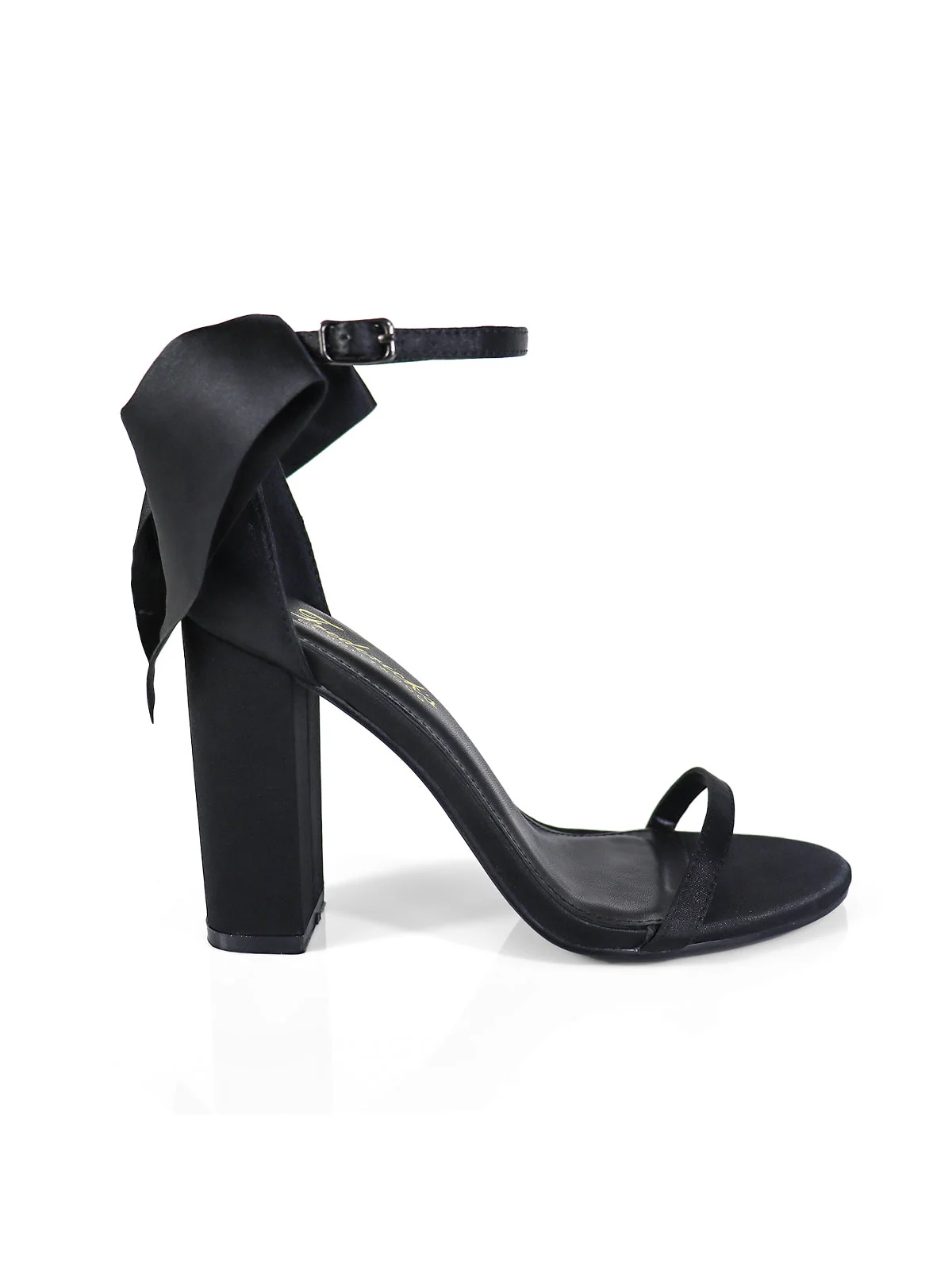 Athena Bow Pump Black Open-Toe Statement Heel