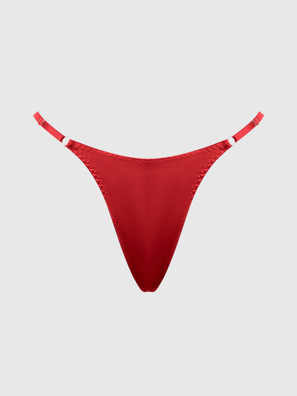Petra Slider Side Rhinestone Back Satin Mini G-String in Jester Red