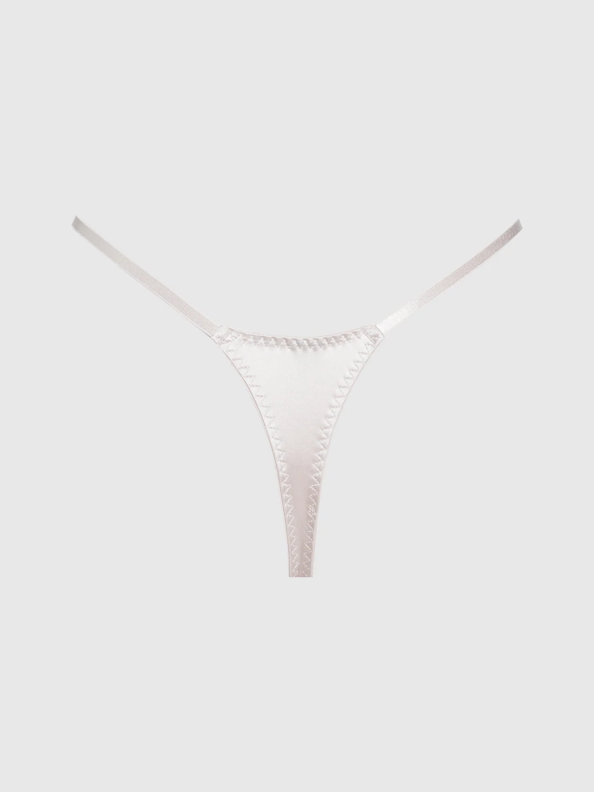 Rising Star Liquid Satin Thong in Silver Grey