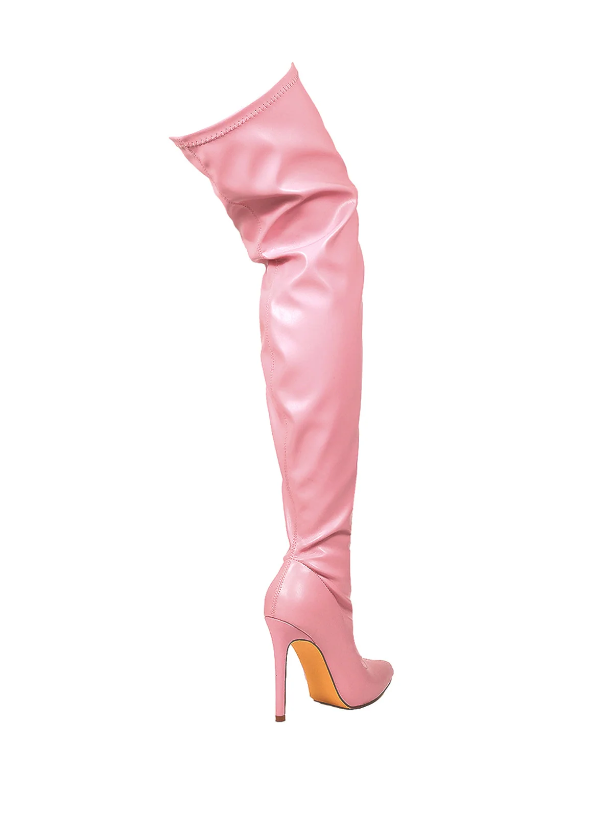 Gisele Stretchy Over-the-Knee Heeled Boots in Pink
