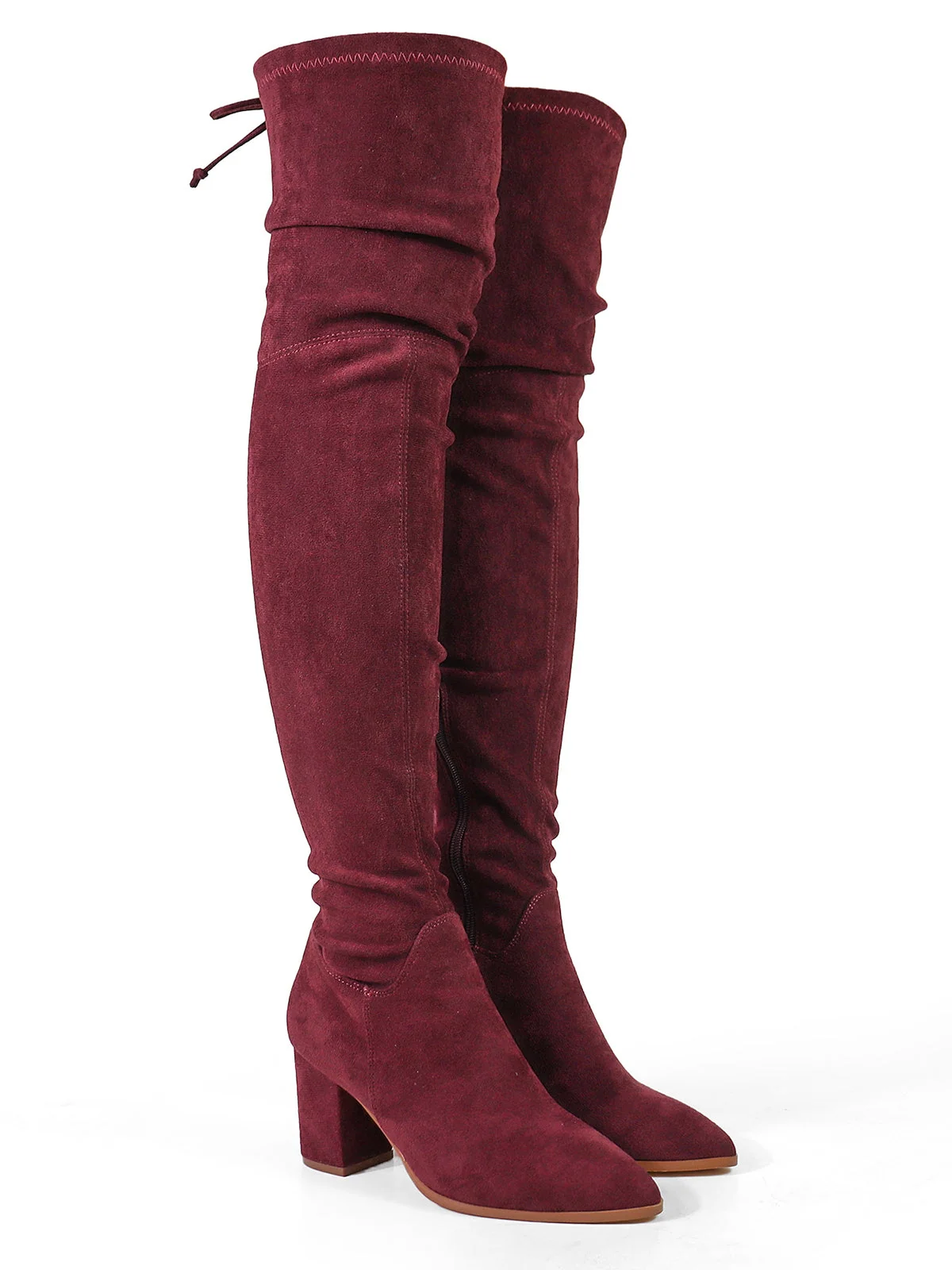 Becky Stretchy Thigh High Boots in Wine