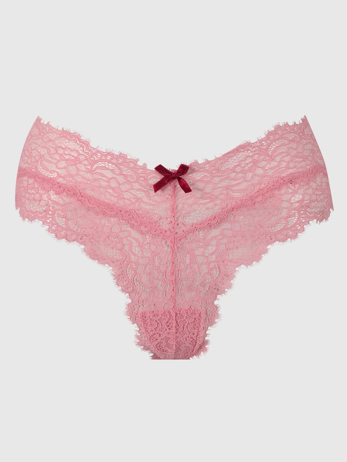 Lulu Lace V Front G-String in Bubblegum Pink