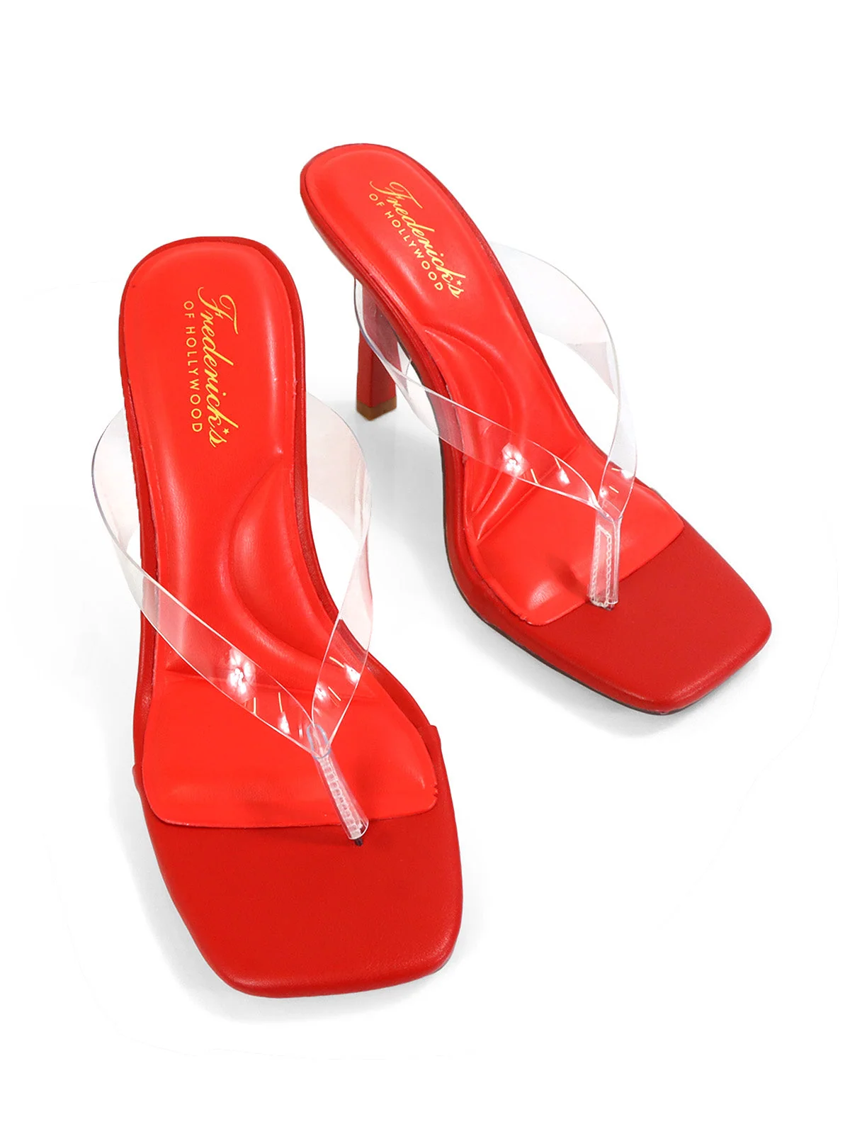 Annabelle Clear Strap Thong Sandal in Red
