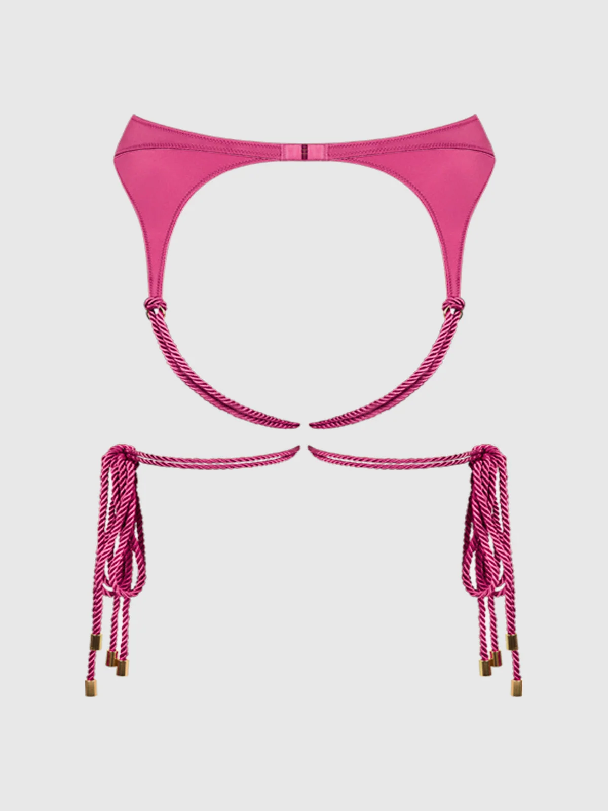Nadya Liquid Satin & Rope Garter in Raspberry