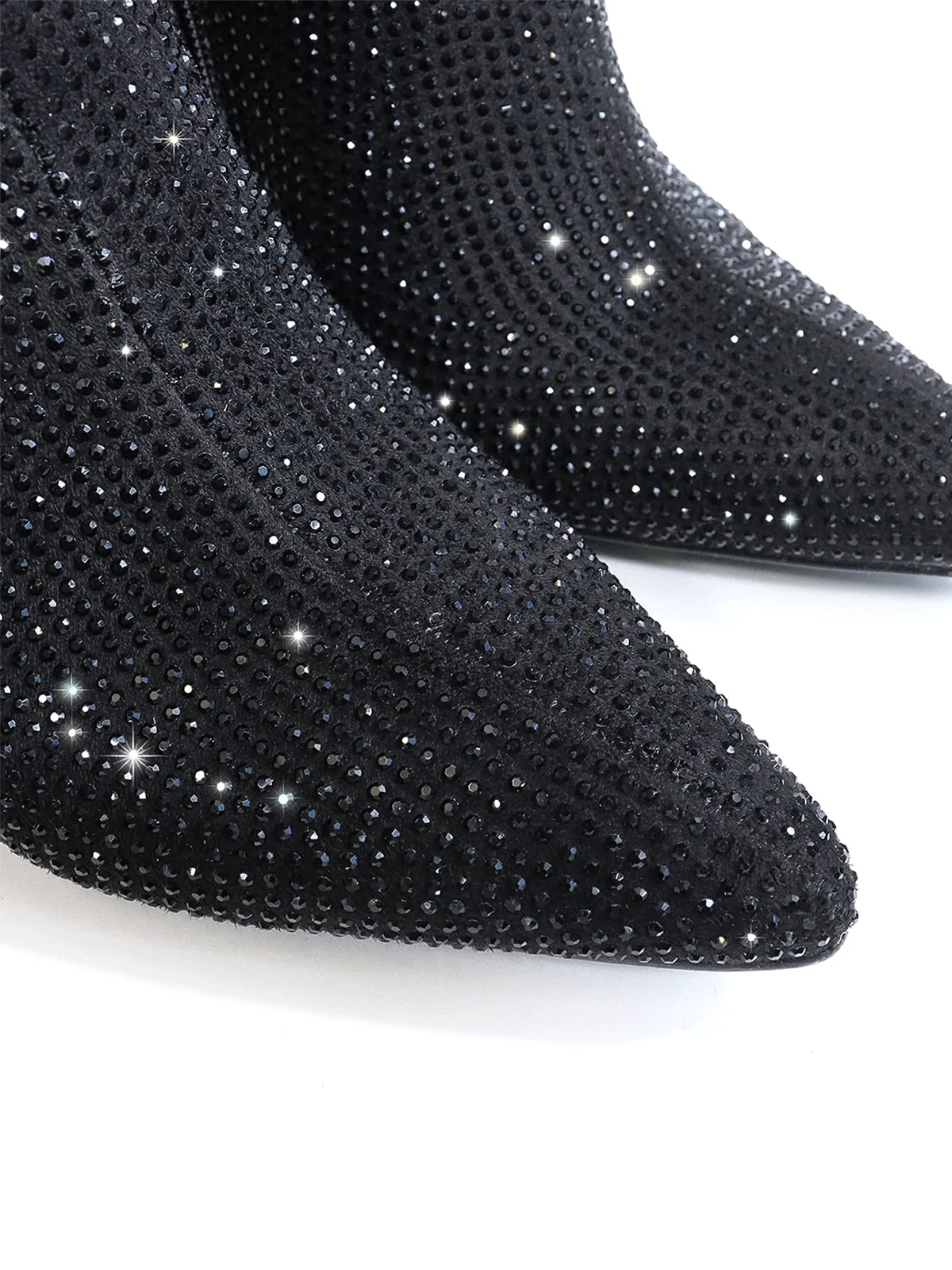 Nadia Rhinestone Booties in Black with Dazzling Sparkle