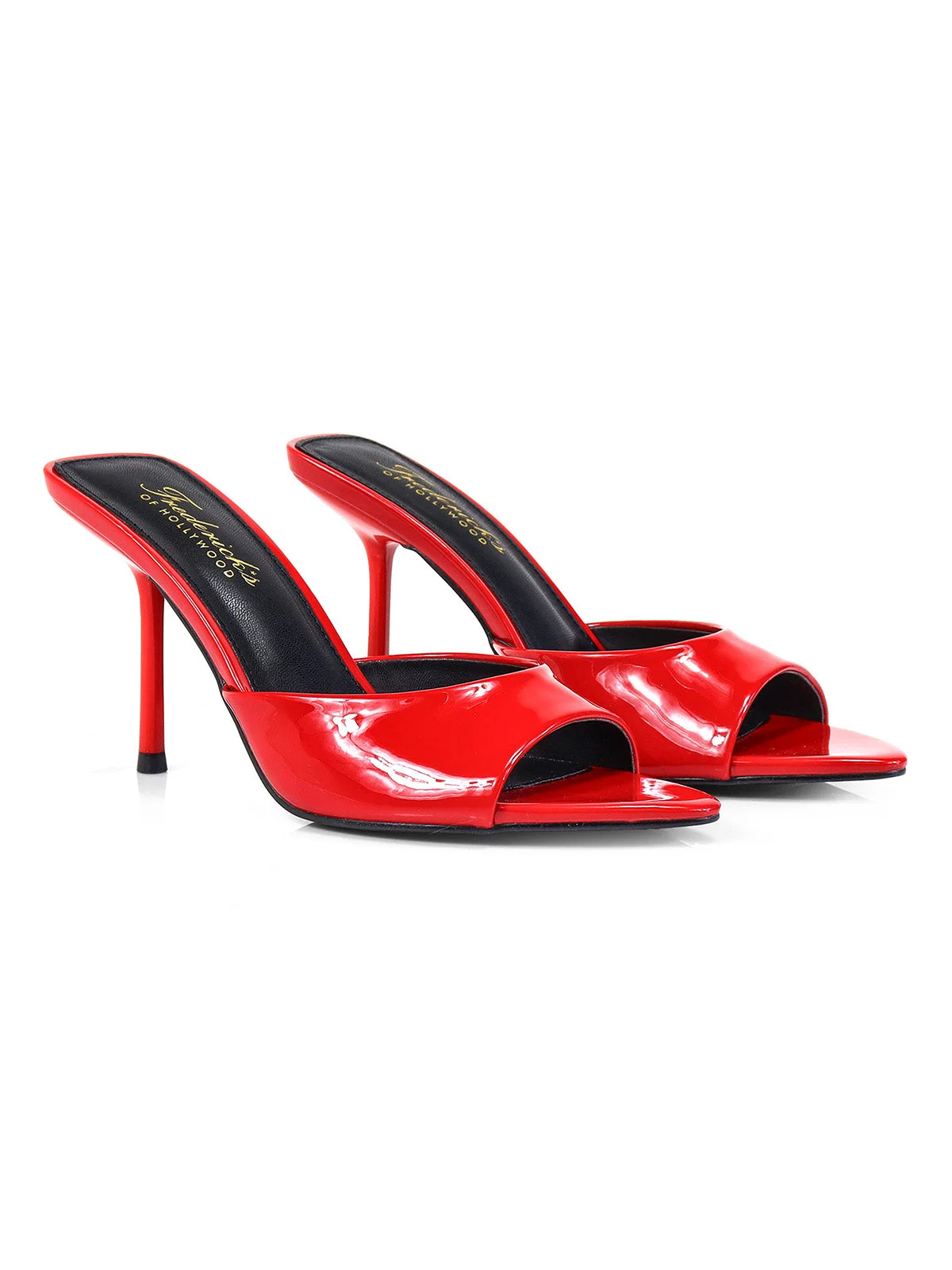 Shanya Peep Toe Mule Heels in Red