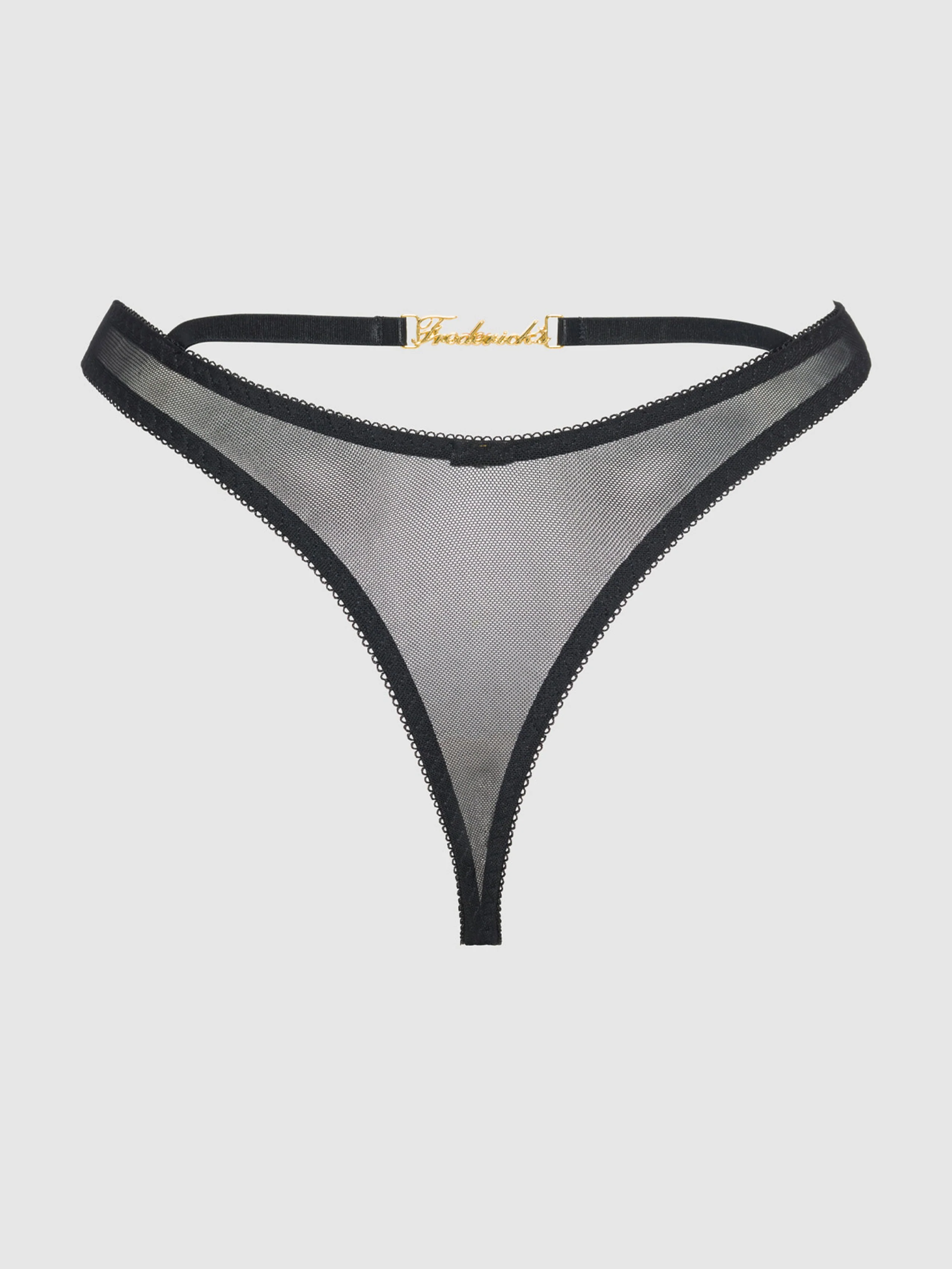 Melrose Embroidered Crotchless Tanga in Black