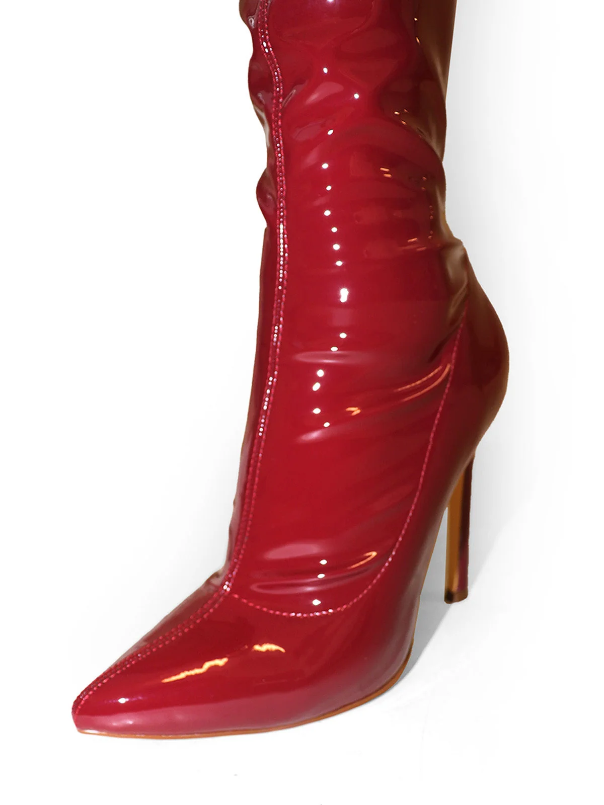 Giseaya Over The Knee Boots in Wine Patent Finish
