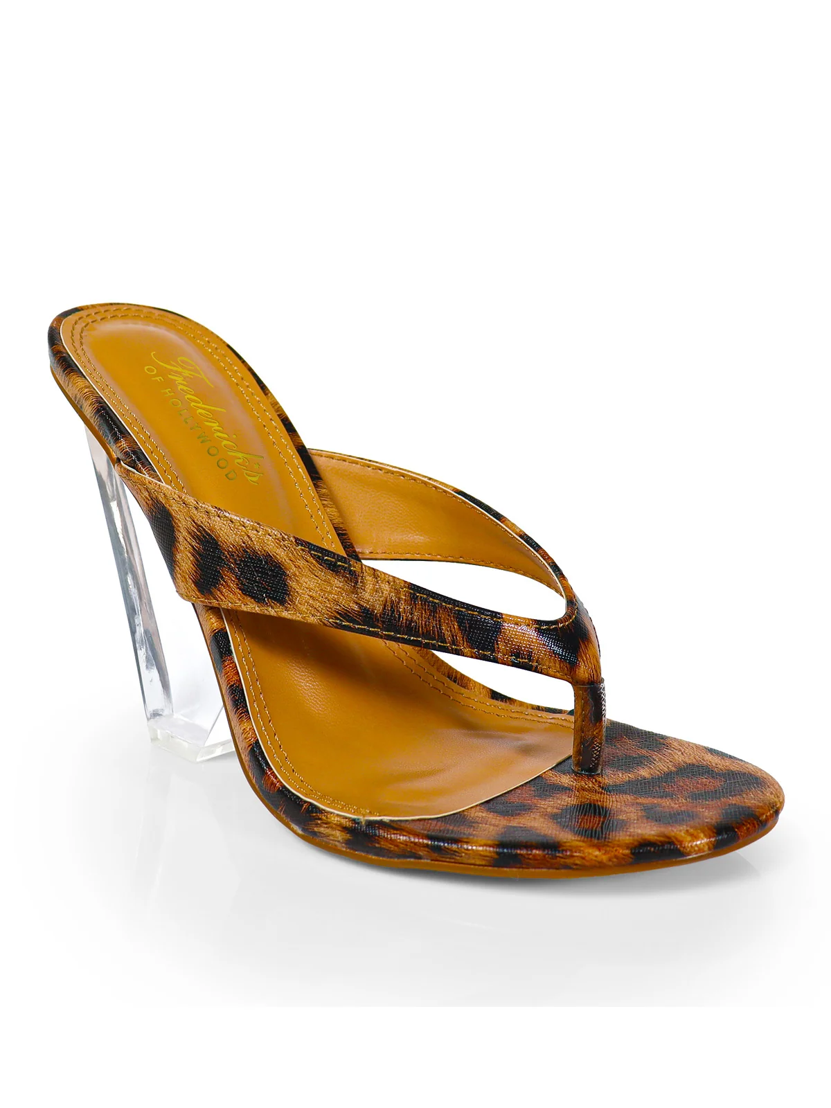 Leila Thong Heels with Clear Wedge in Leopard