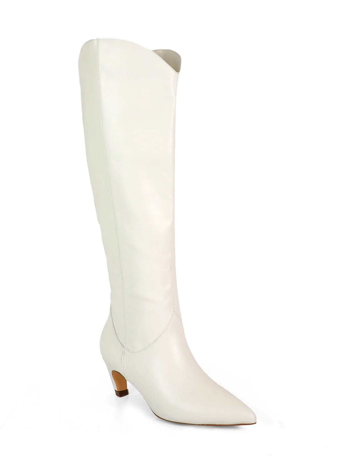 Shirley Cowboy Boots with a Subtle Kitten Heel in White PU