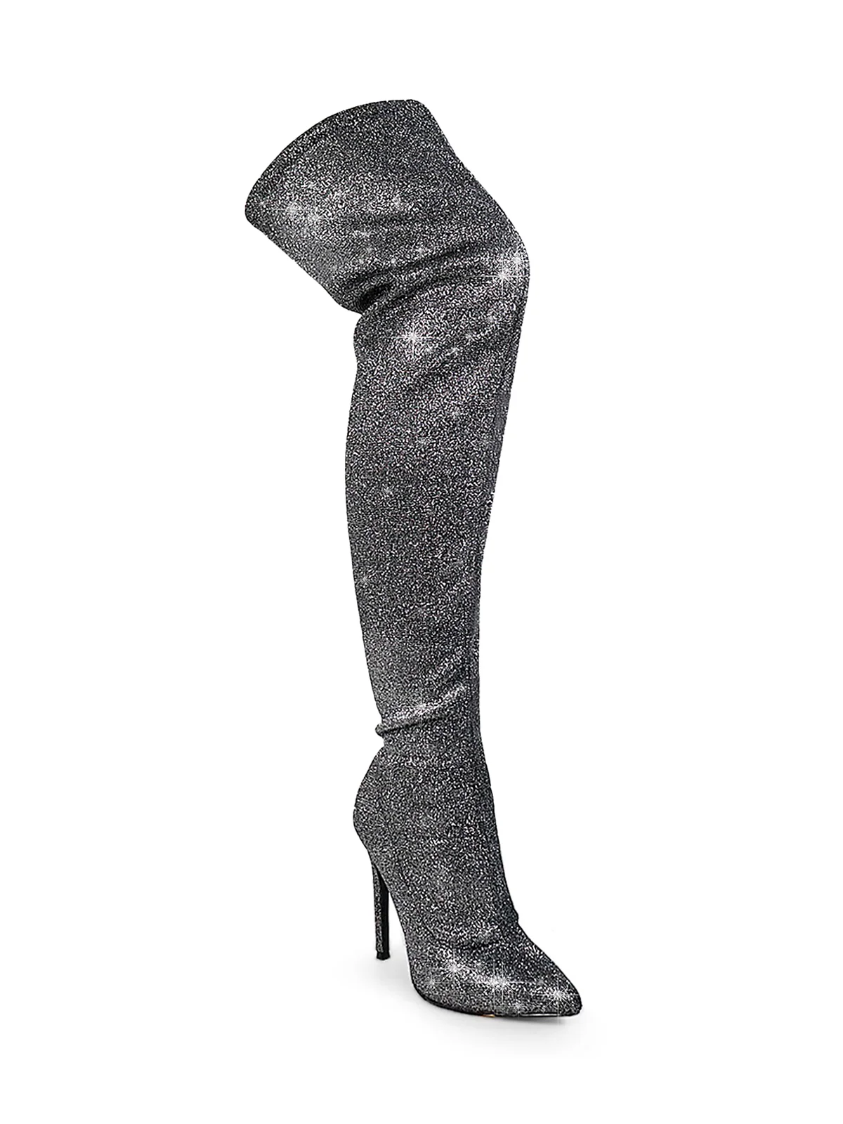 Gisele Stretchy Over-the-Knee Heeled Boots in Starlight