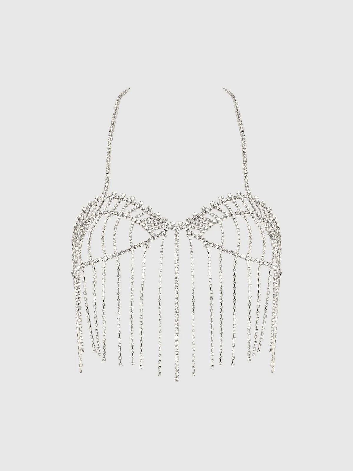 Ziggy Rhinestone Cropped Cami Top in Silver
