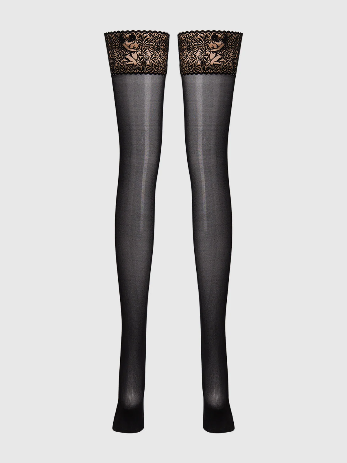 Frederick's of Hollywood Sexual & Sheer Stay Up Thigh Highs in Black Light