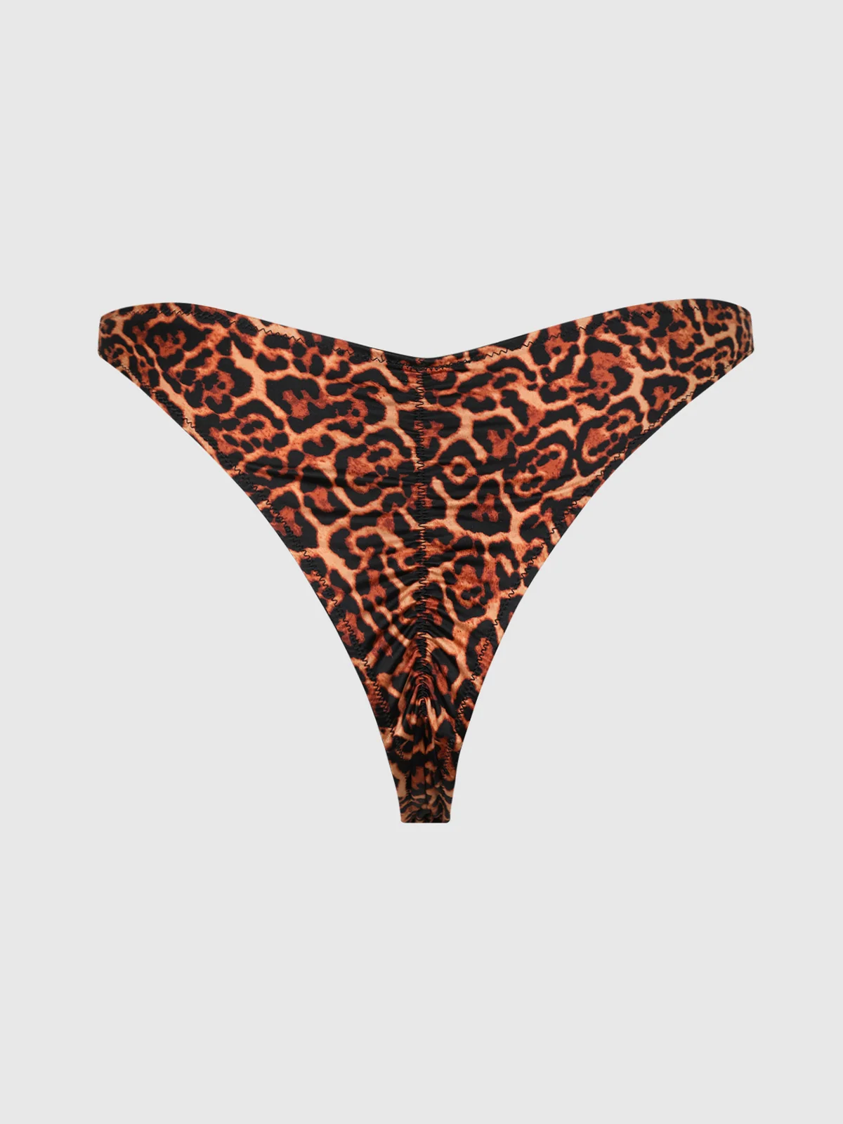 Rising Star Liquid Satin Crotchless Tanga in Leopard