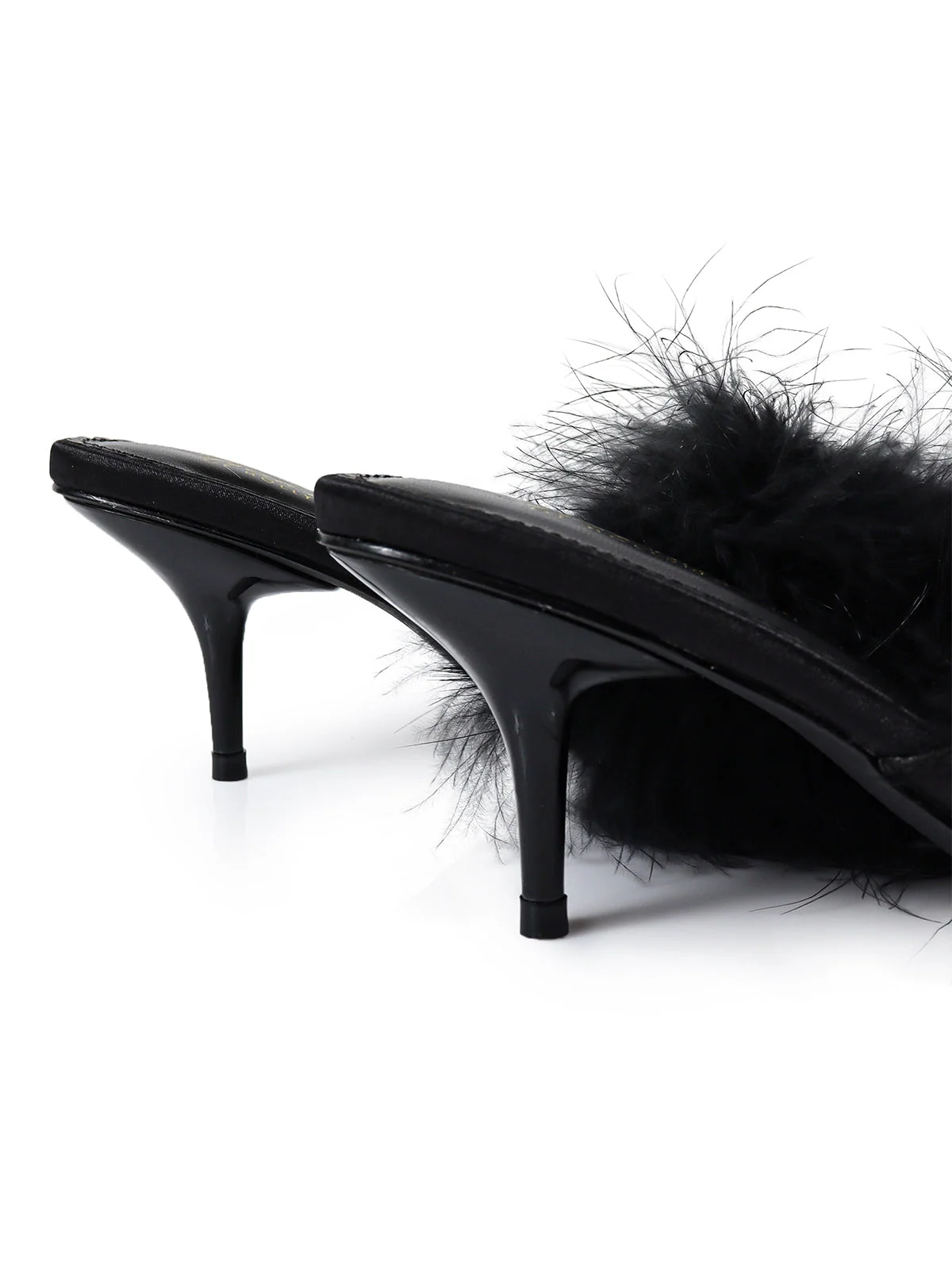 Luxor Feather Mule Kitten Heels for Lingerie and Outerwear Looks