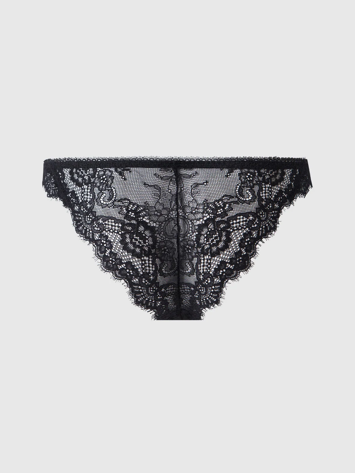 Adelaide Satin & Lace Crotchless Tanga in Black