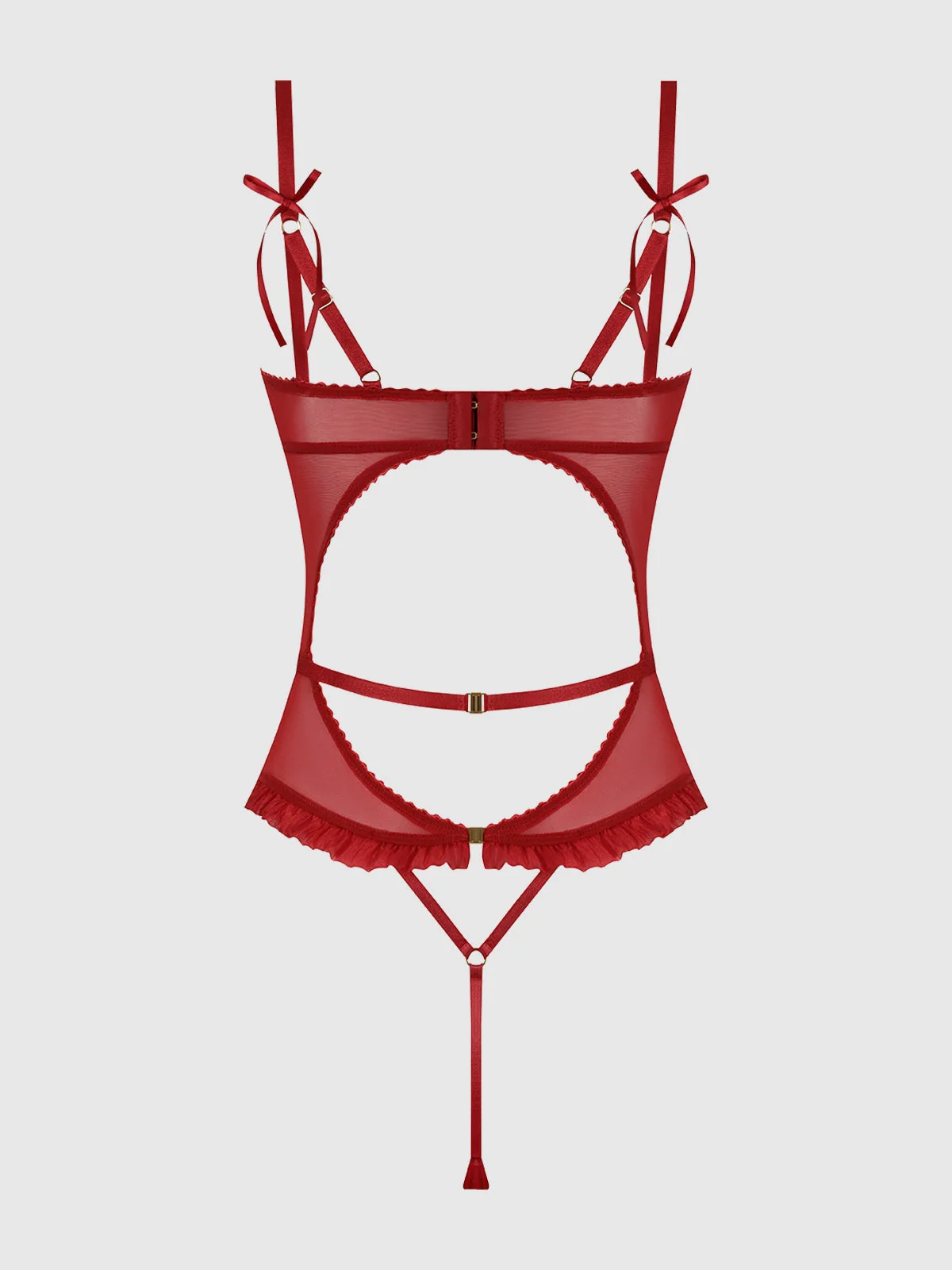 Angelica Lips Embroidery Cutout Teddy Lingerie