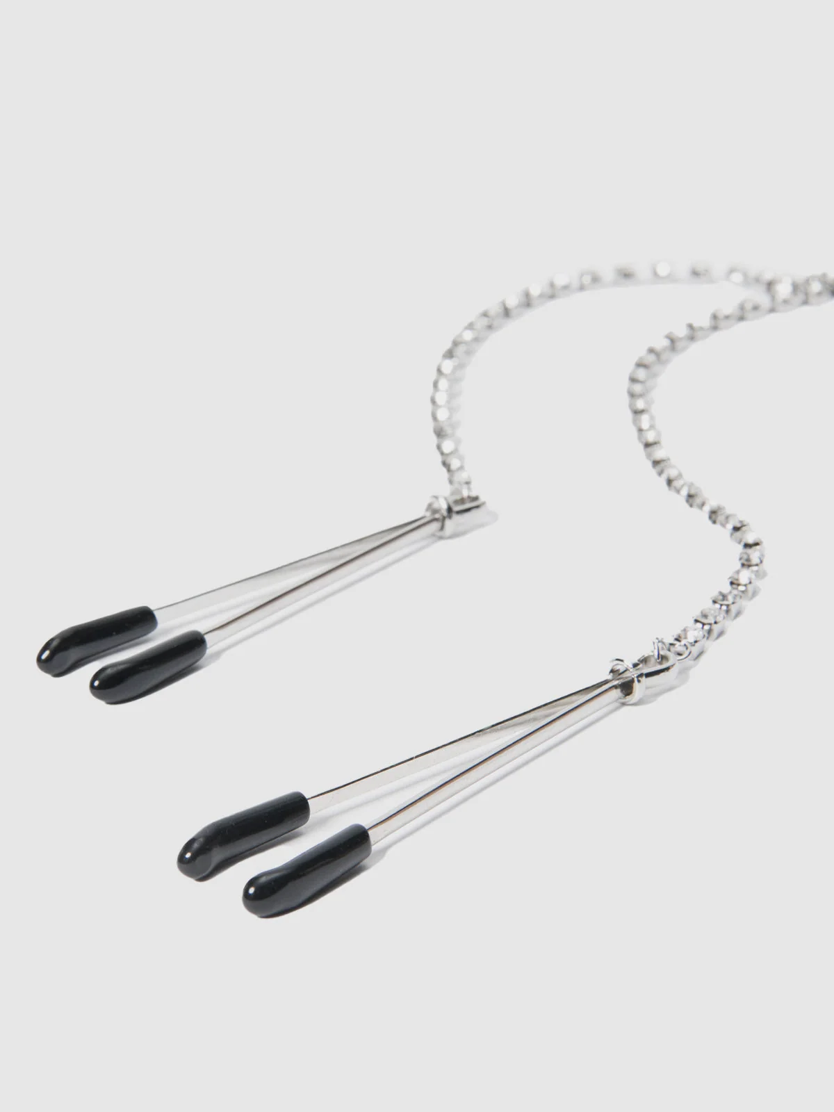 Ziggy Rhinestone Dangle Nipple Clamp in Silver