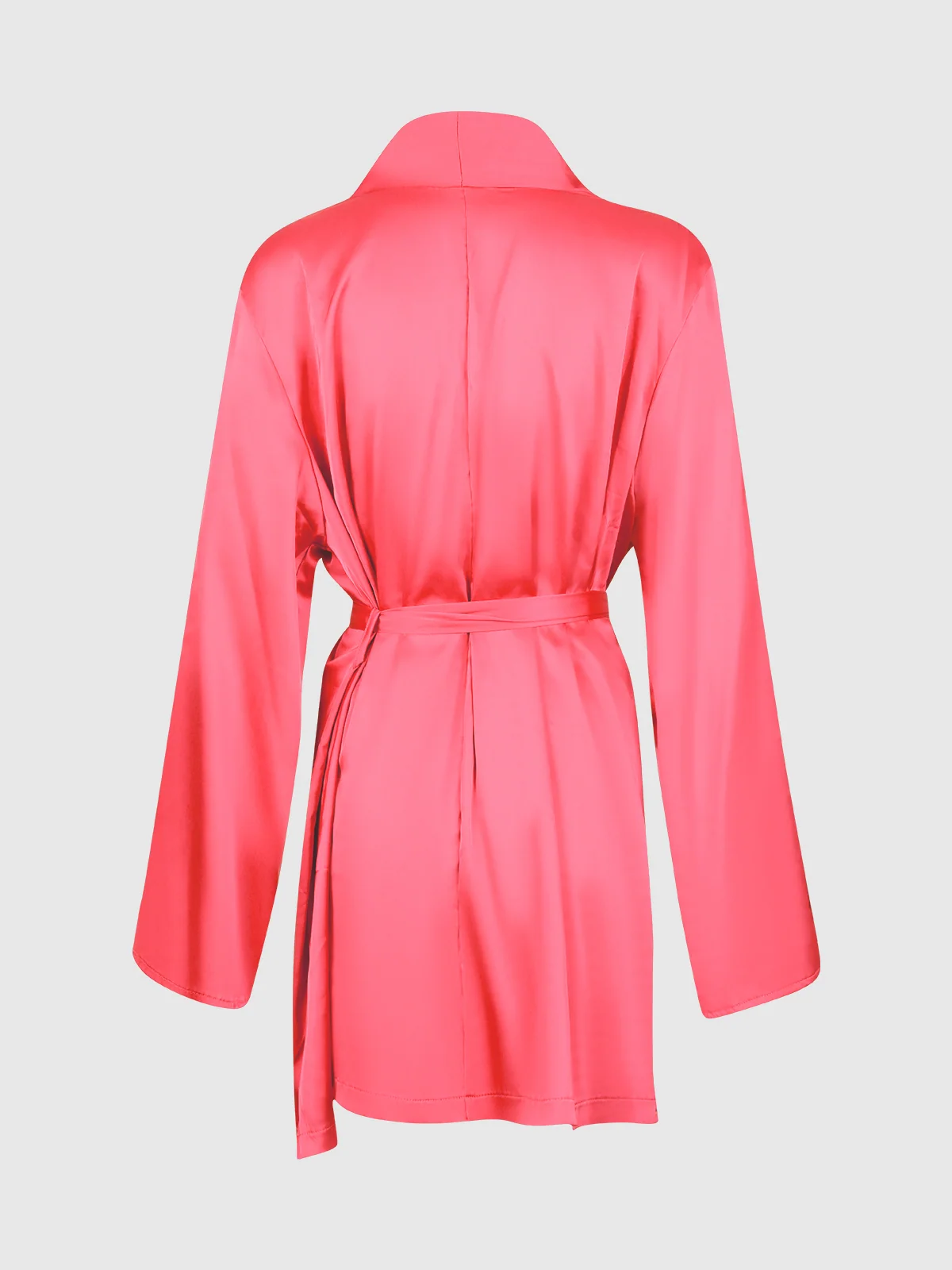 Frederick's of Hollywood Petra Satin Short Robe in Coral