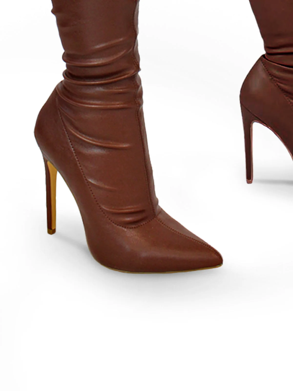 Heidi Stretch Over-the-Knee Boots in Brown Suede with Tie-Back
