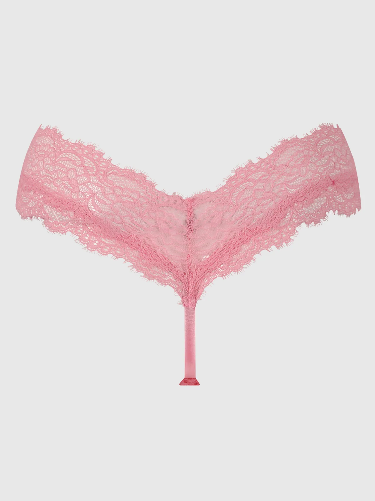 Lulu Lace V Front G-String in Bubblegum Pink