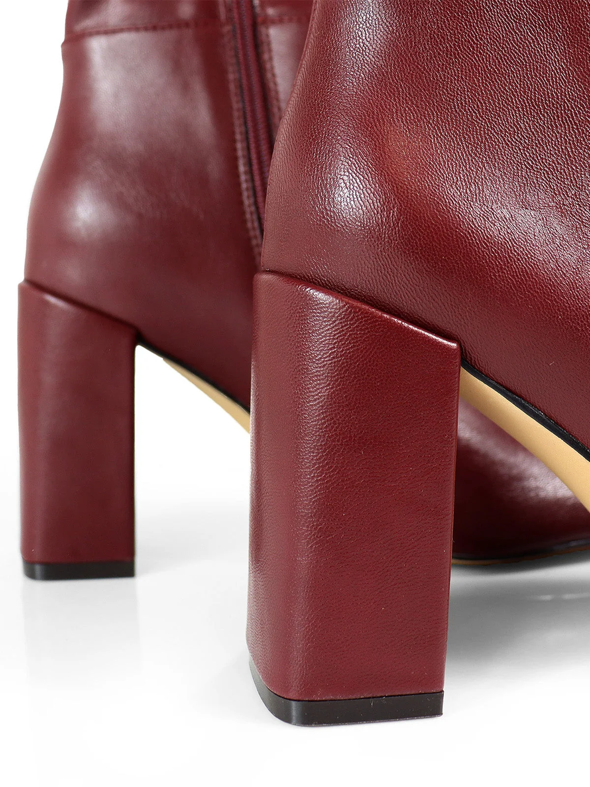 Frederick's of Hollywood Paola Knee High Boots with Chunky Heel in Burgundy