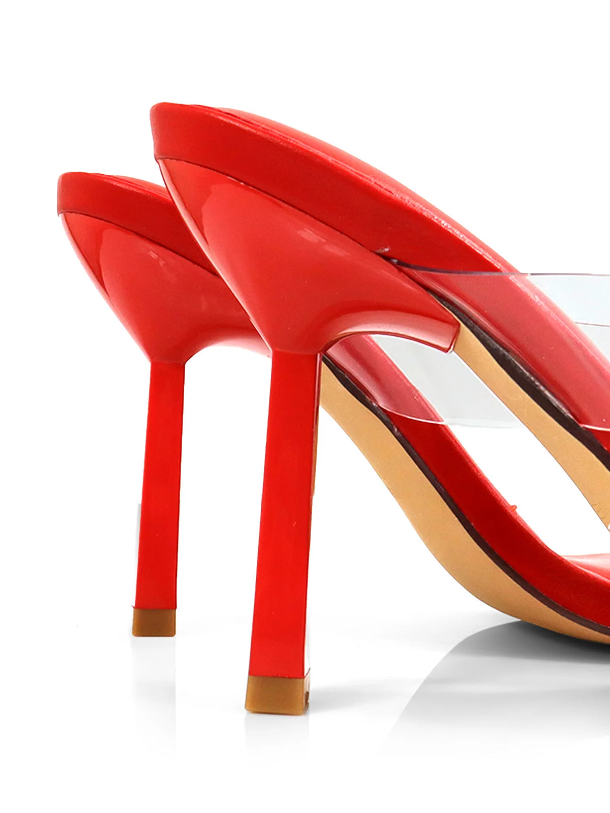 Annabelle Clear Strap Thong Sandal in Red