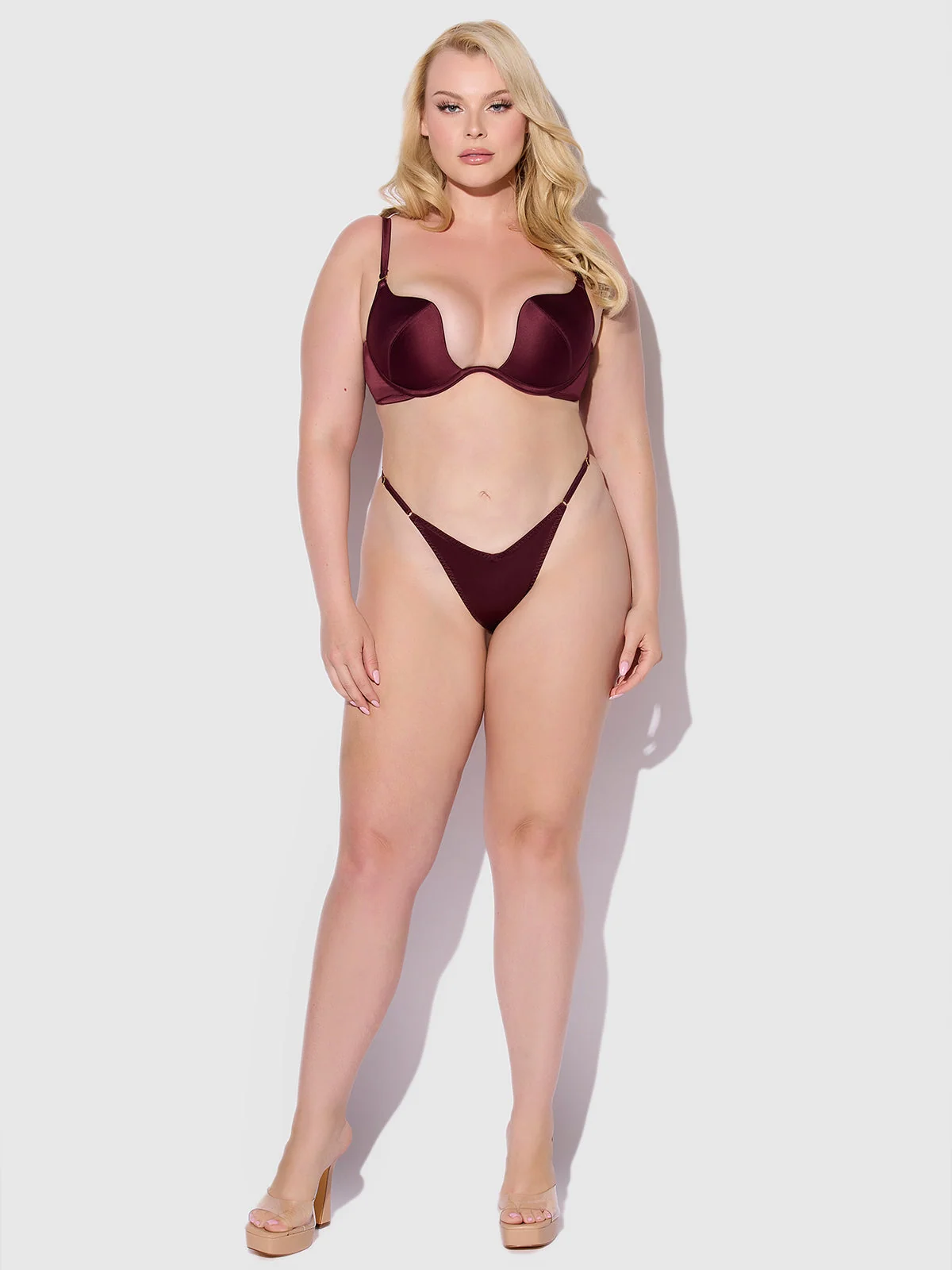 Rising Star Plunge Push Up Bra in Petra Satin