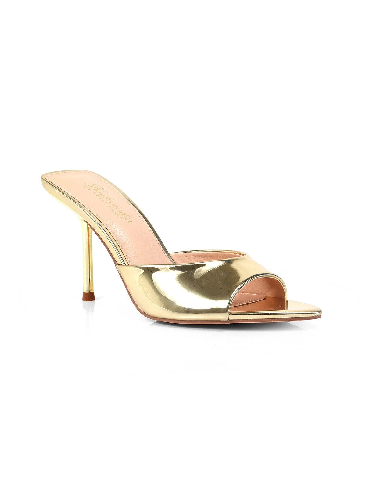 Shanya Mule Peep Toe Heels in Gold