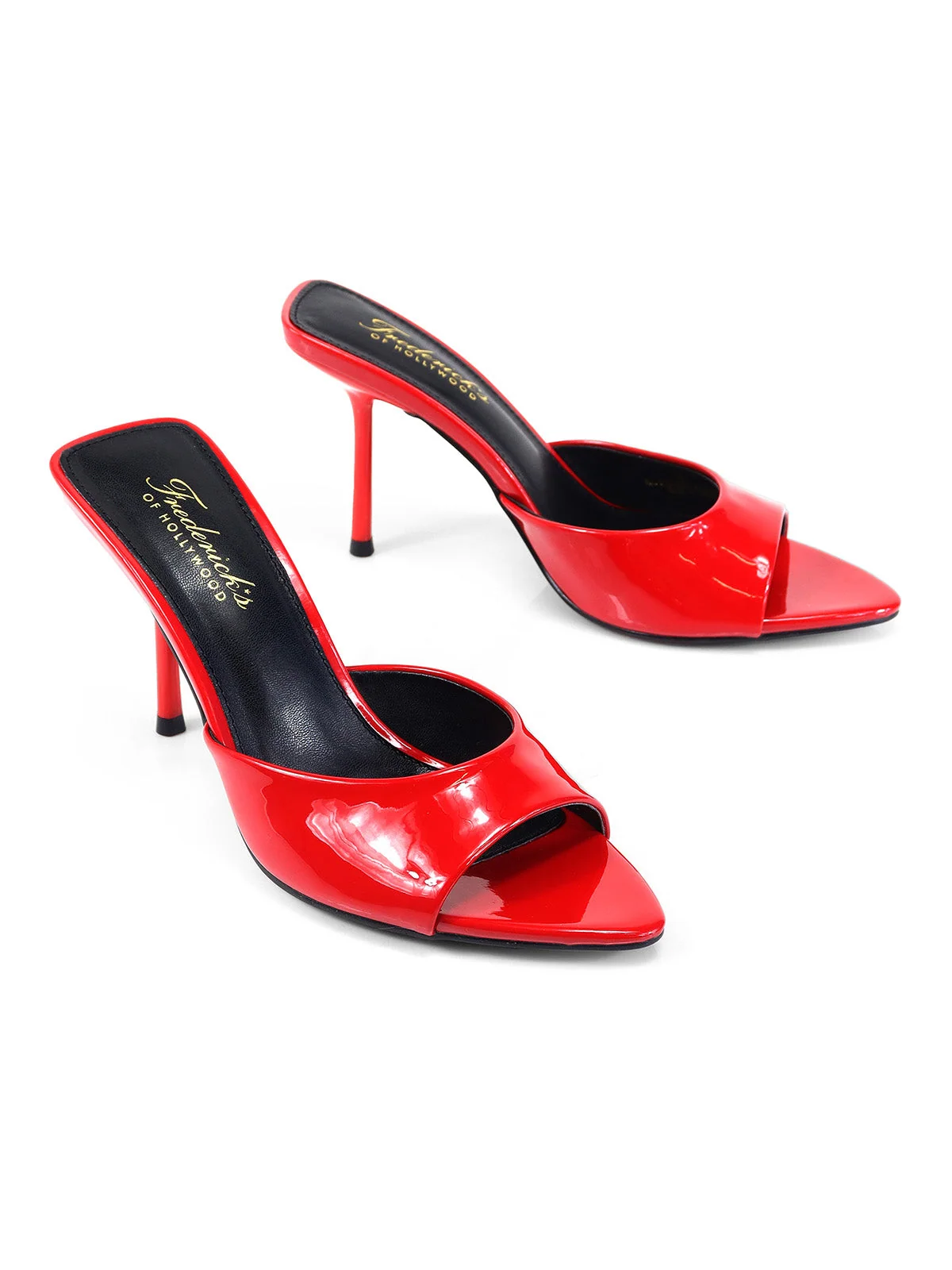 Shanya Peep Toe Mule Heels in Red