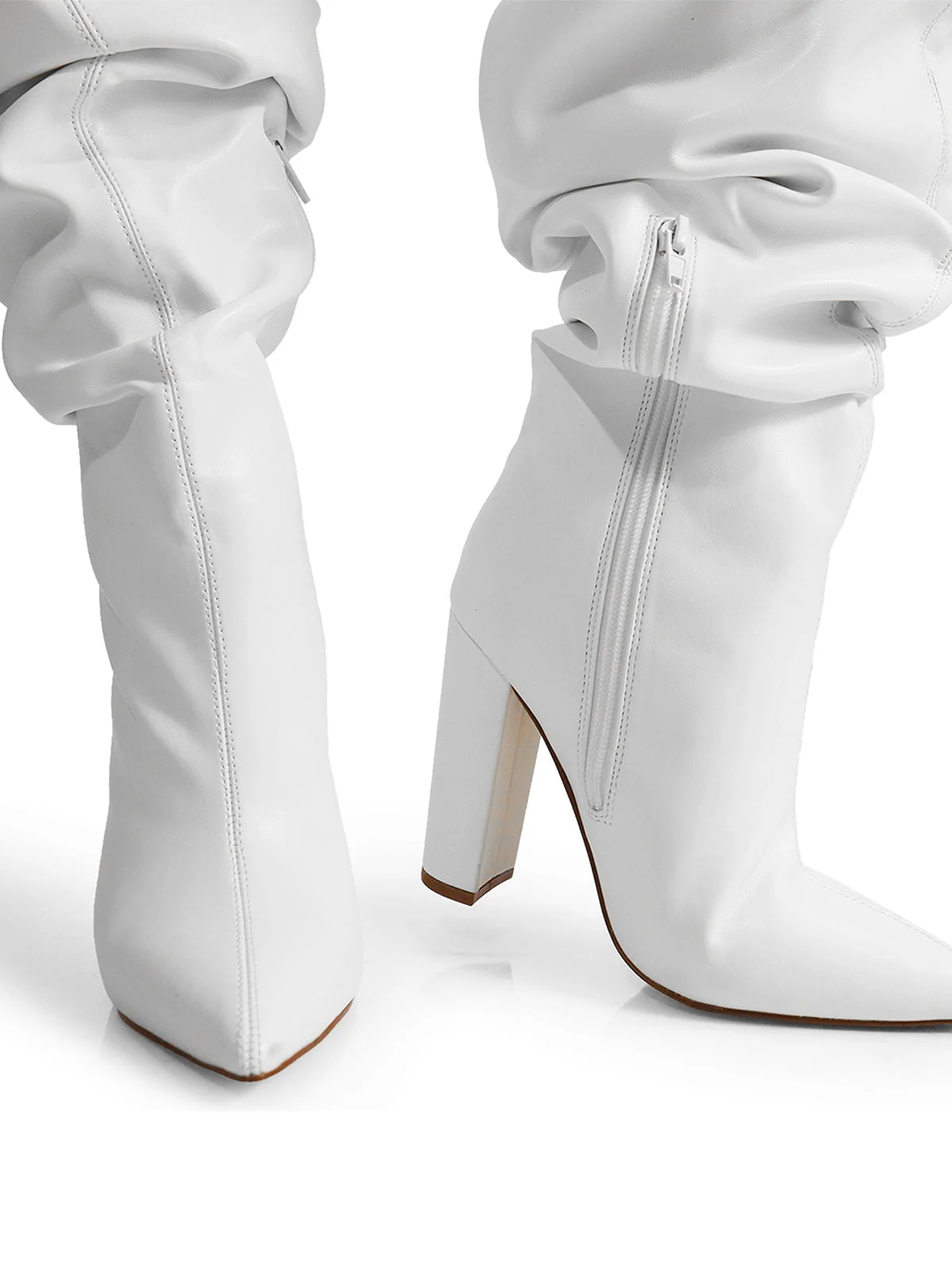 Lee Slouchy Boots in White with an Extended Length