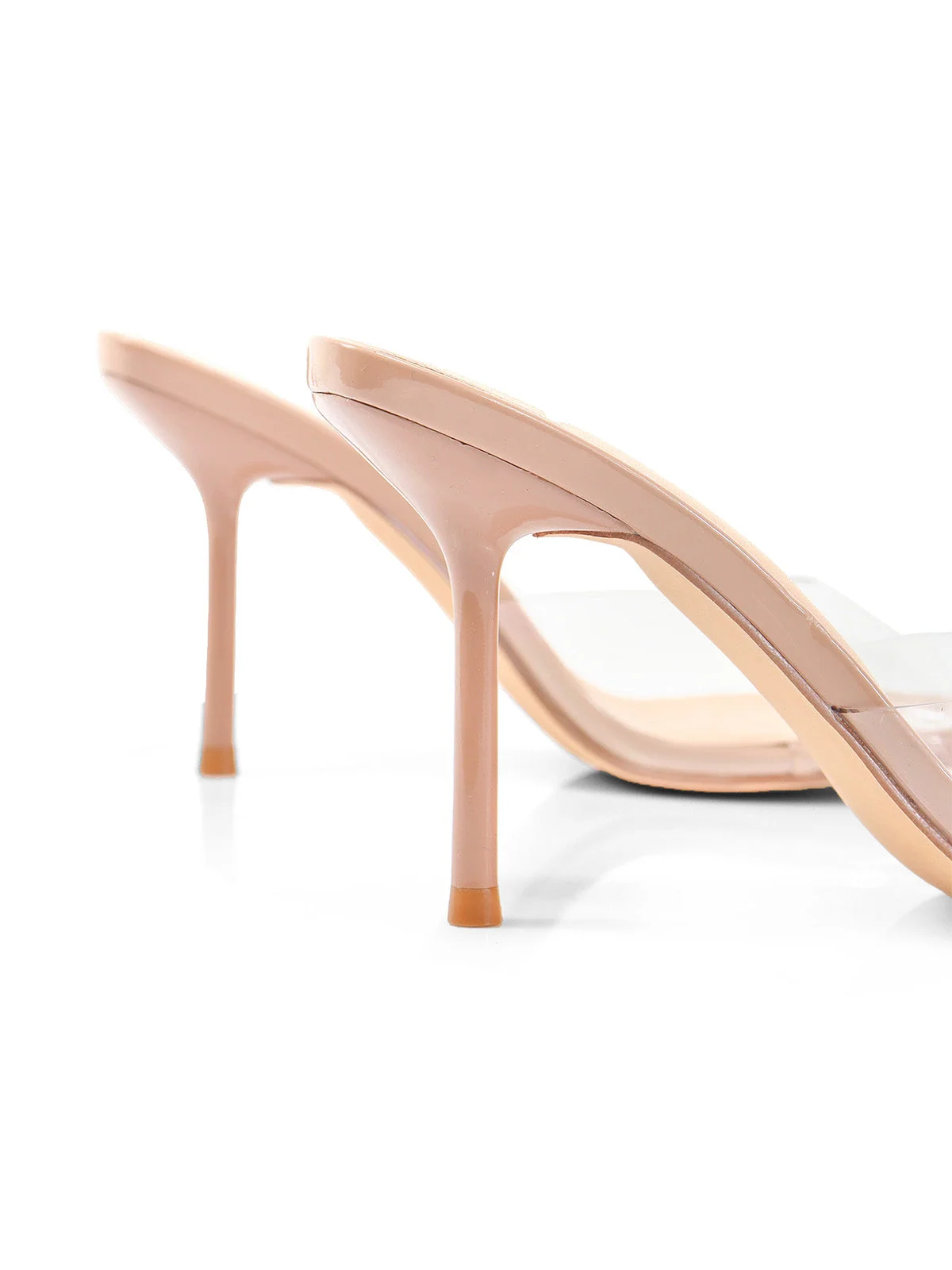 Shanya Mule Clear Peep Toe Heels in Nude
