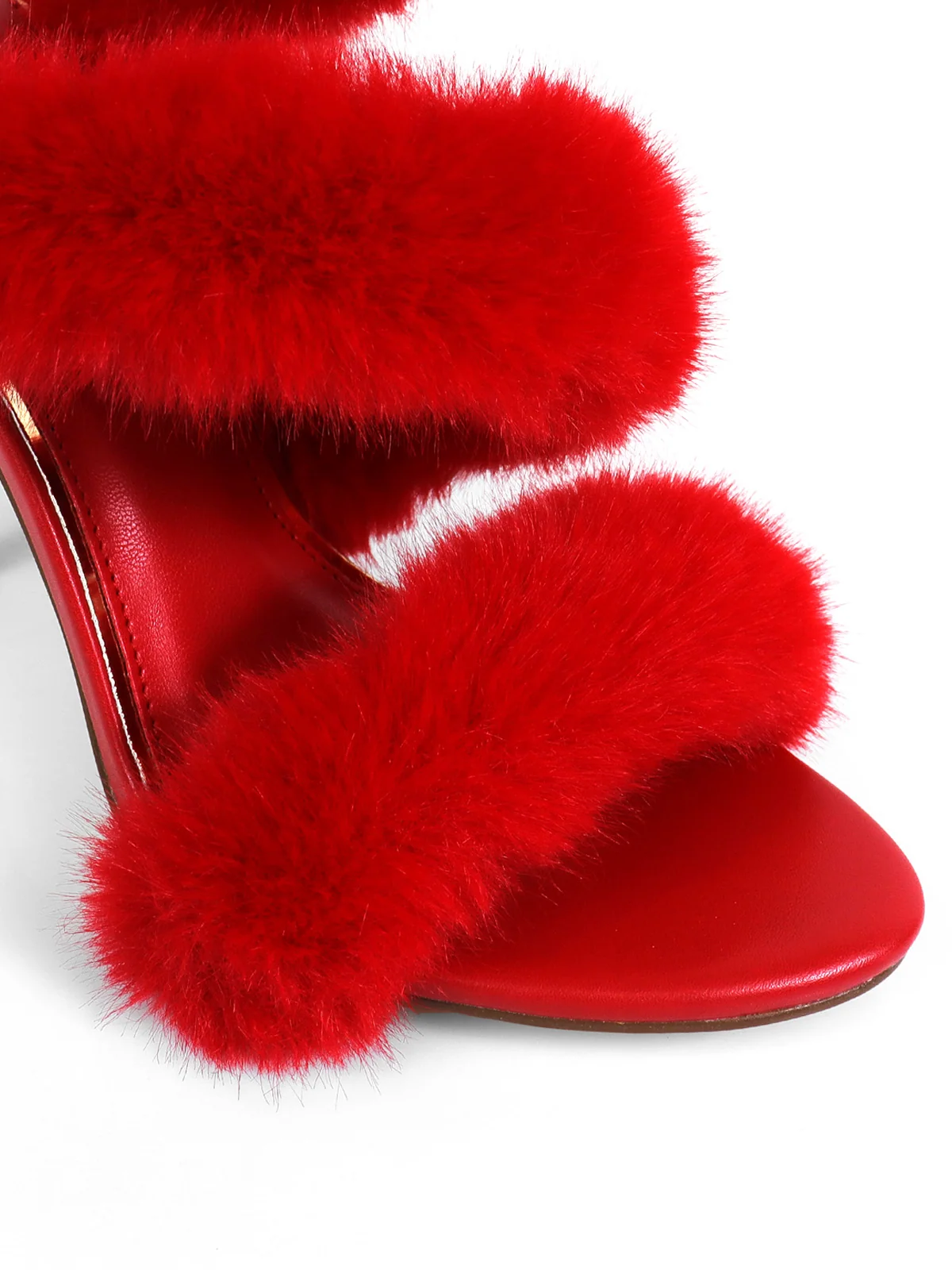 Allure Fluffy Stiletto Sandal in Red