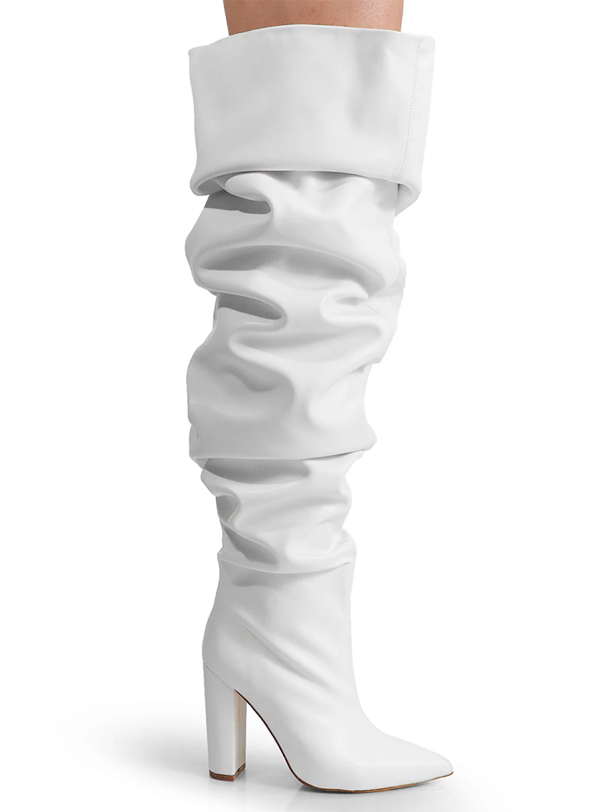 Lee Slouchy Boots in White with an Extended Length