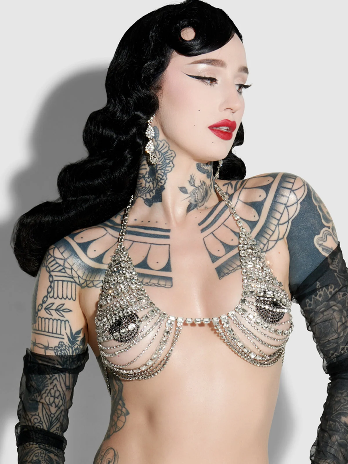 Ziggy Rhinestone Multi Stone Bra in Silver