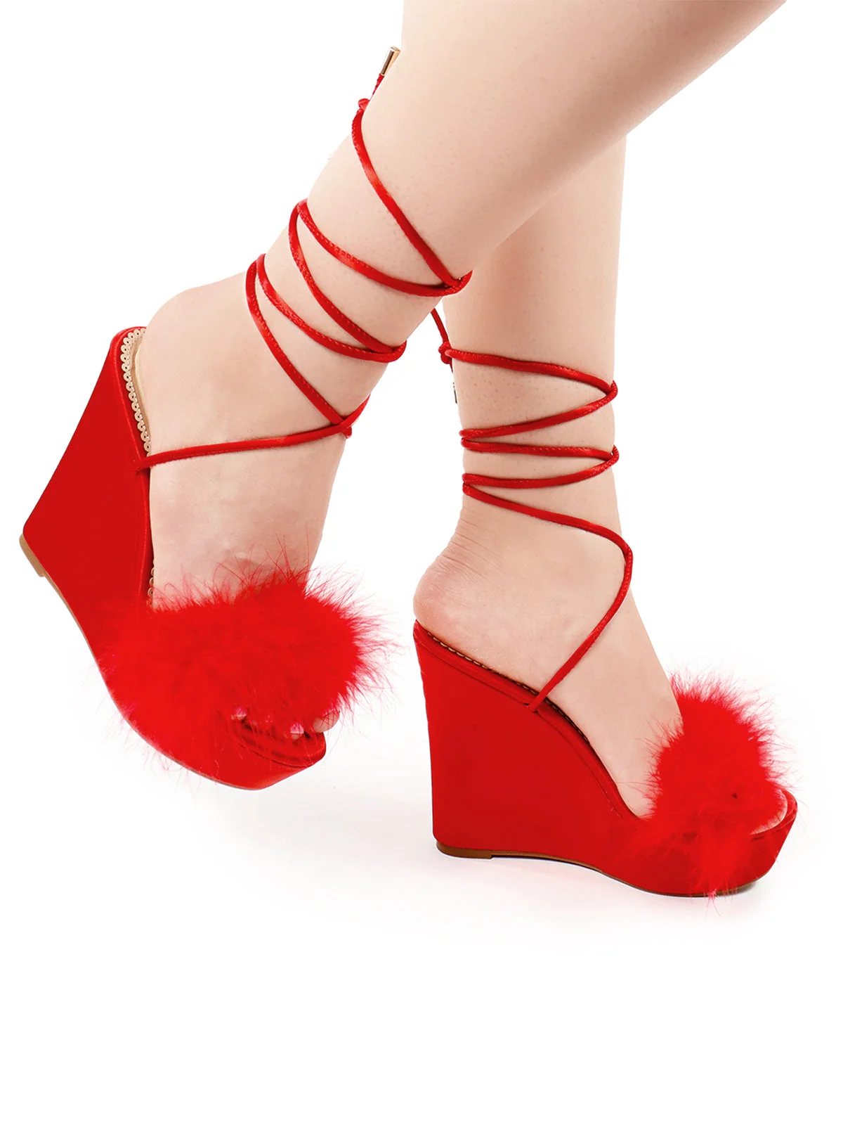 Adriana Feather Wedge in Red
