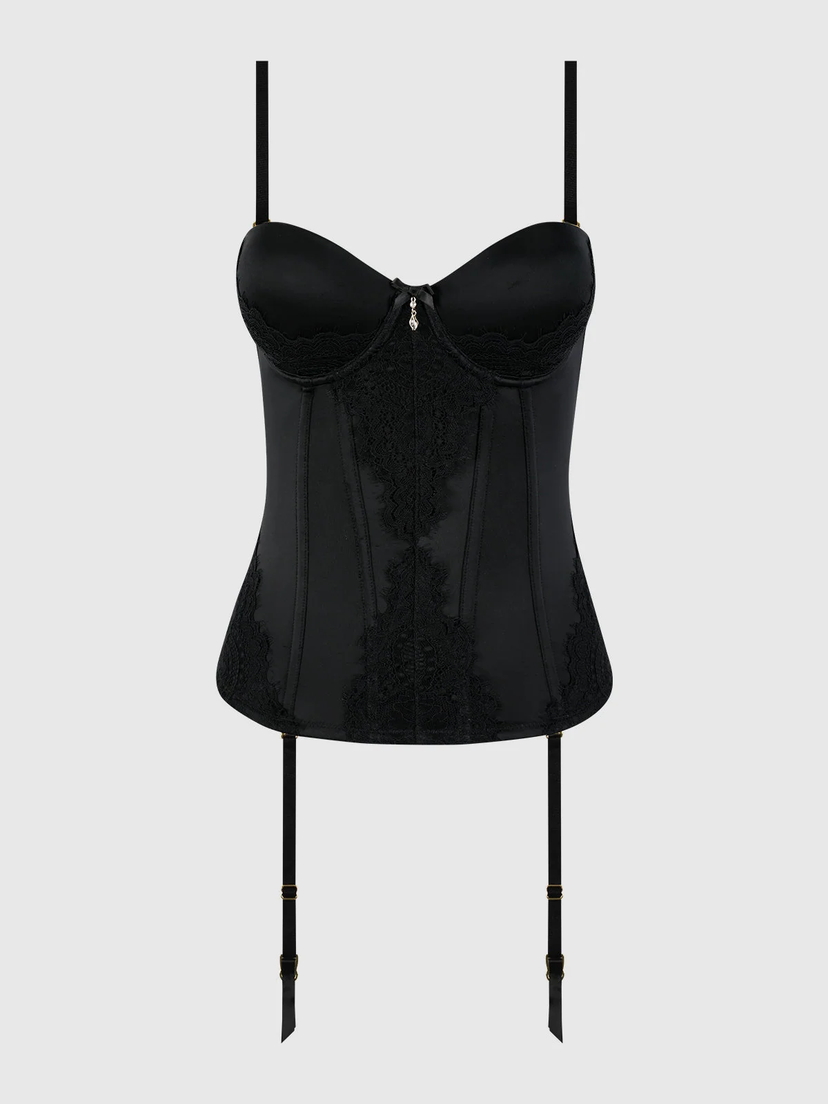 Lexi Liquid Satin Adjustable Push Up Corset in Black