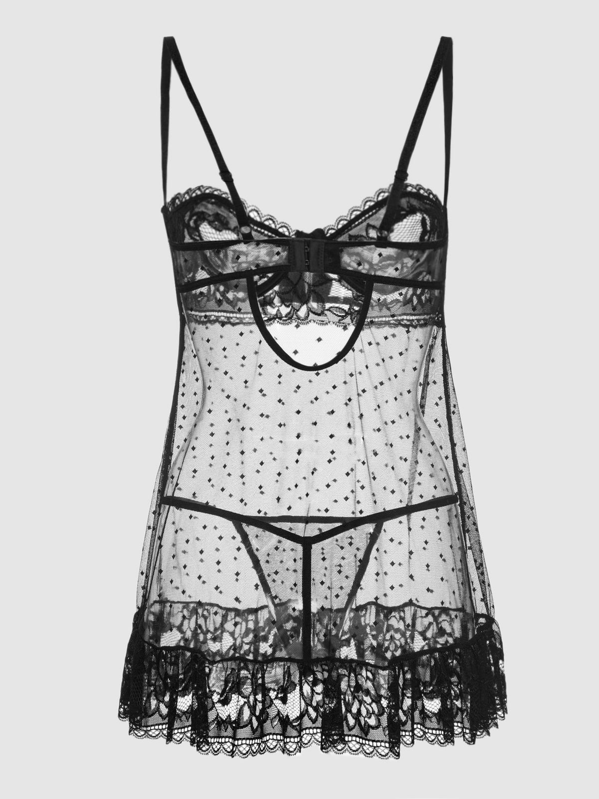 Riley Lace Babydoll Set with Swiss Dot Mesh