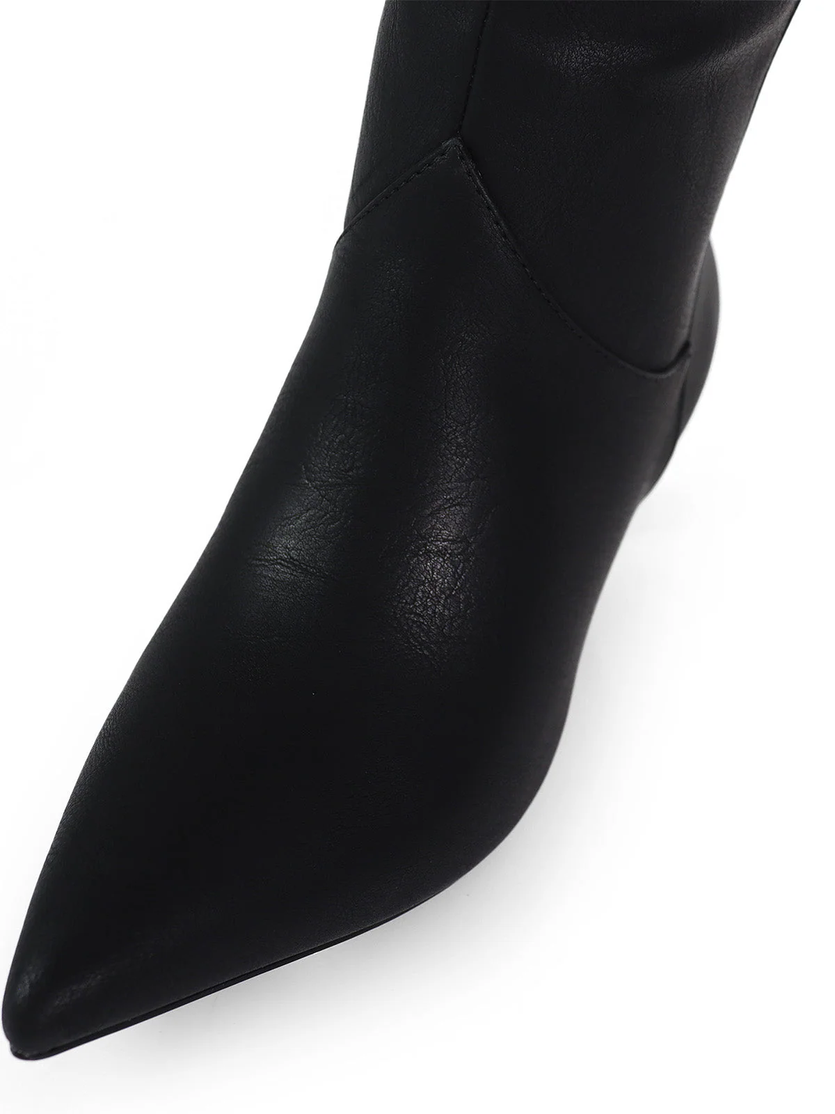 Shirley Cowboy Boots in Black PU with Kitten Heel