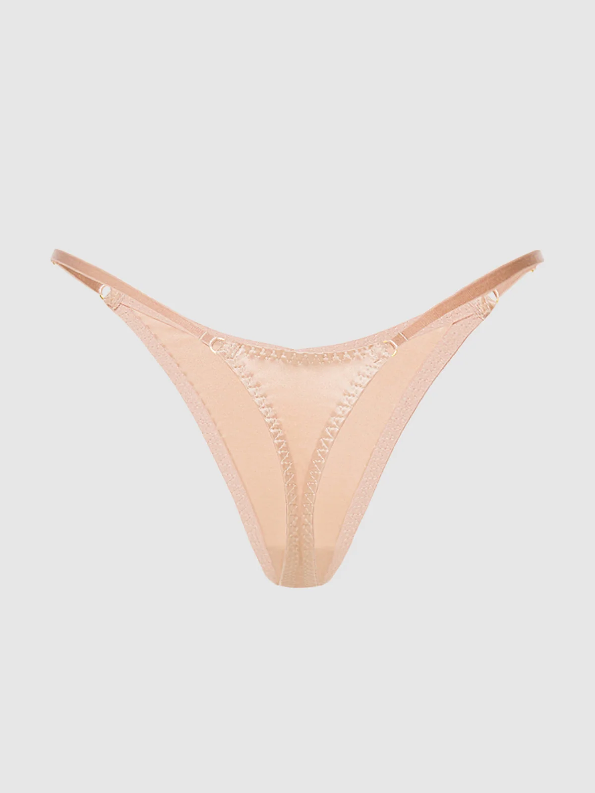 Rising Star Liquid Satin Mid-Rise Thong in Sirocco